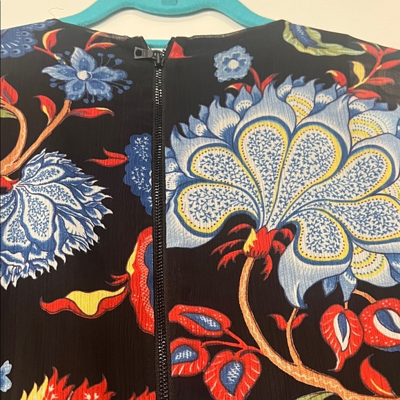 Alice + Olivia Black Mini Dress with Blue, Red & Green Floral Print size 2 - Picture 6 of 13